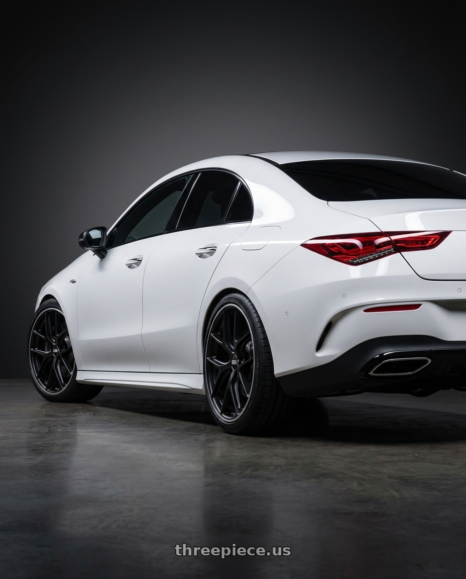 2023 Mercedes-Benz CLA C118 with BBS CC-R 5x112 19x8.0+27 Satin Black wheels rear three quarter view square tires