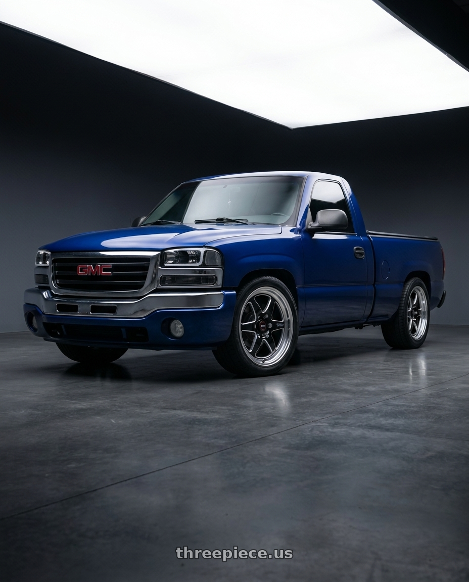 2005 gmc sierra with WELD Performance Ventura 6 Drag 6x135 20x5 -19 Gloss Black/Milled Diamond Cut Lip wheels