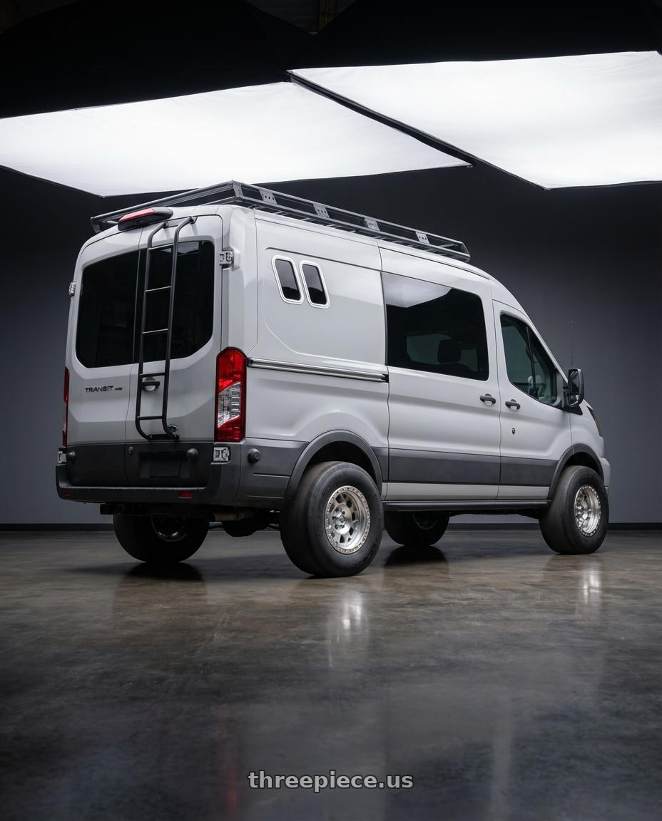 2023 Ford Transit with XD XD132 RG2 6X139.7 18X9 +0 MACHINED wheels rear three quarter view excessive tires