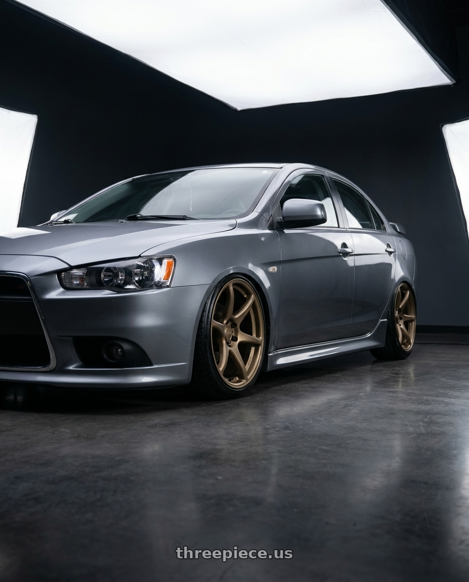 2014 Mitsubishi Lancer Ralliart with Kansei K11B Tandem 5x114.3 18x9.5 22 Bronze wheels