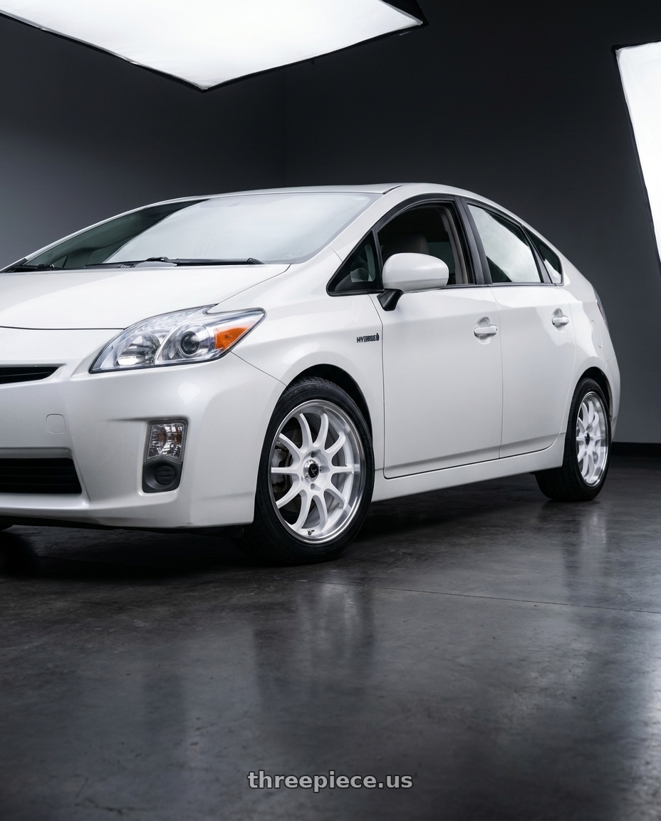 2010 toyota prius with Konig 26W Lightning 5x100 / 5x114.3 17x7 +40 Gloss White With Machined Lip wheels