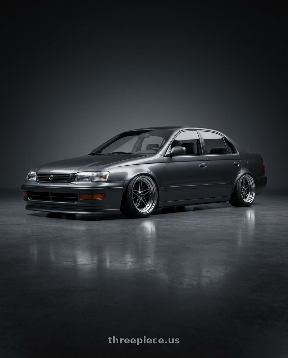 1993 toyota corona 灰色 with Equip 01 Black Polish 4x100 15x9.5 -47 wheels