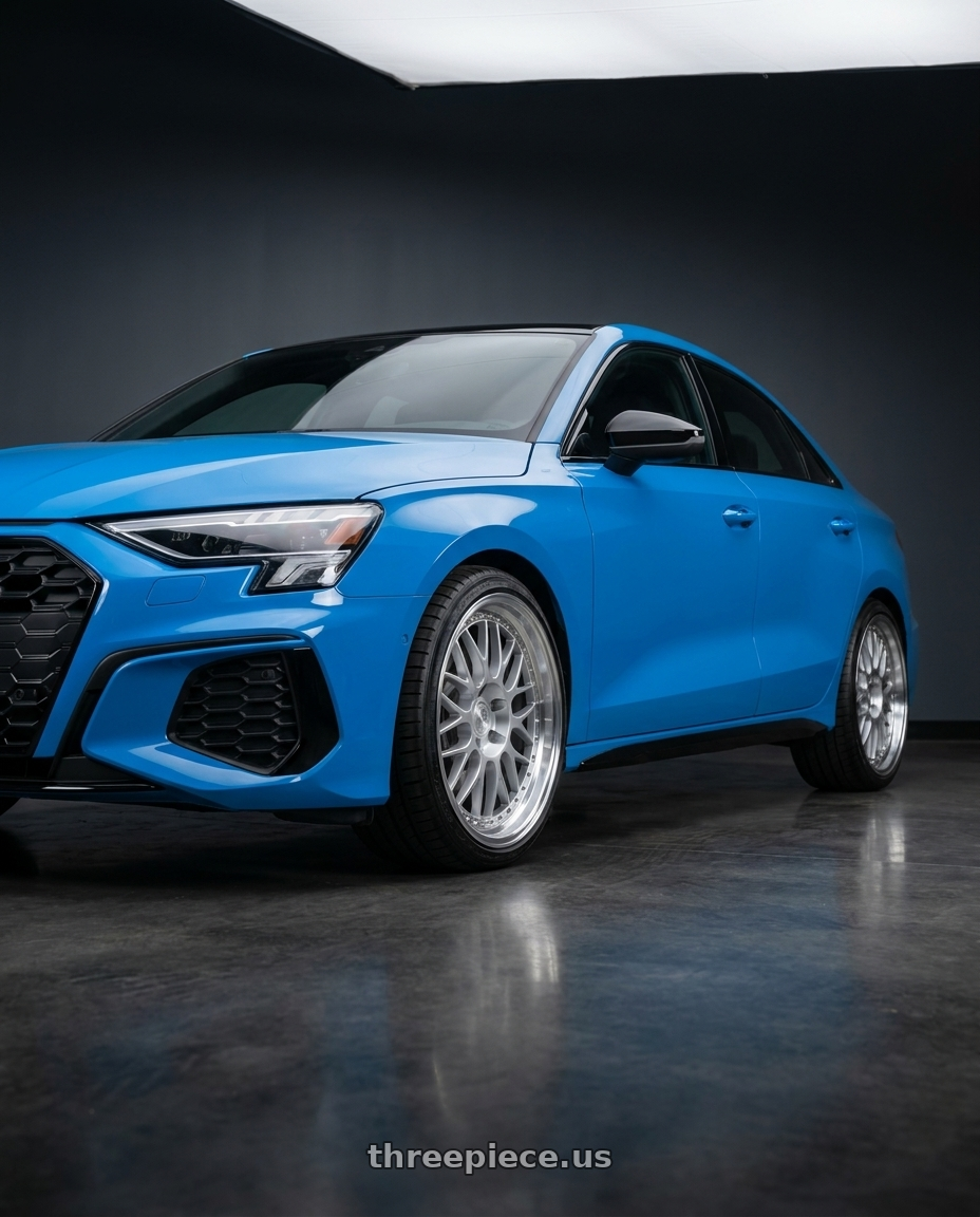 2023 Audi S3 with Aodhan AH02 5x120 18x8.5+35 Silver w/ Machined Lip wheels