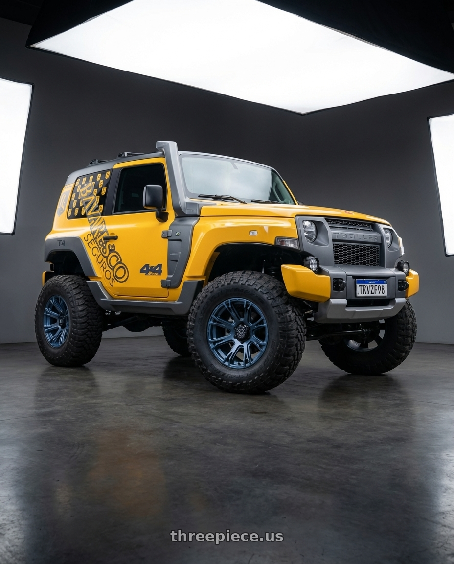 Troller T4 2015 adesivado com logomarca chumbo  with Black Rhino Hard Alloys BR020 DIAMONDBACK 6X139.7 17x9 -12 METALLIC BLUE wheels