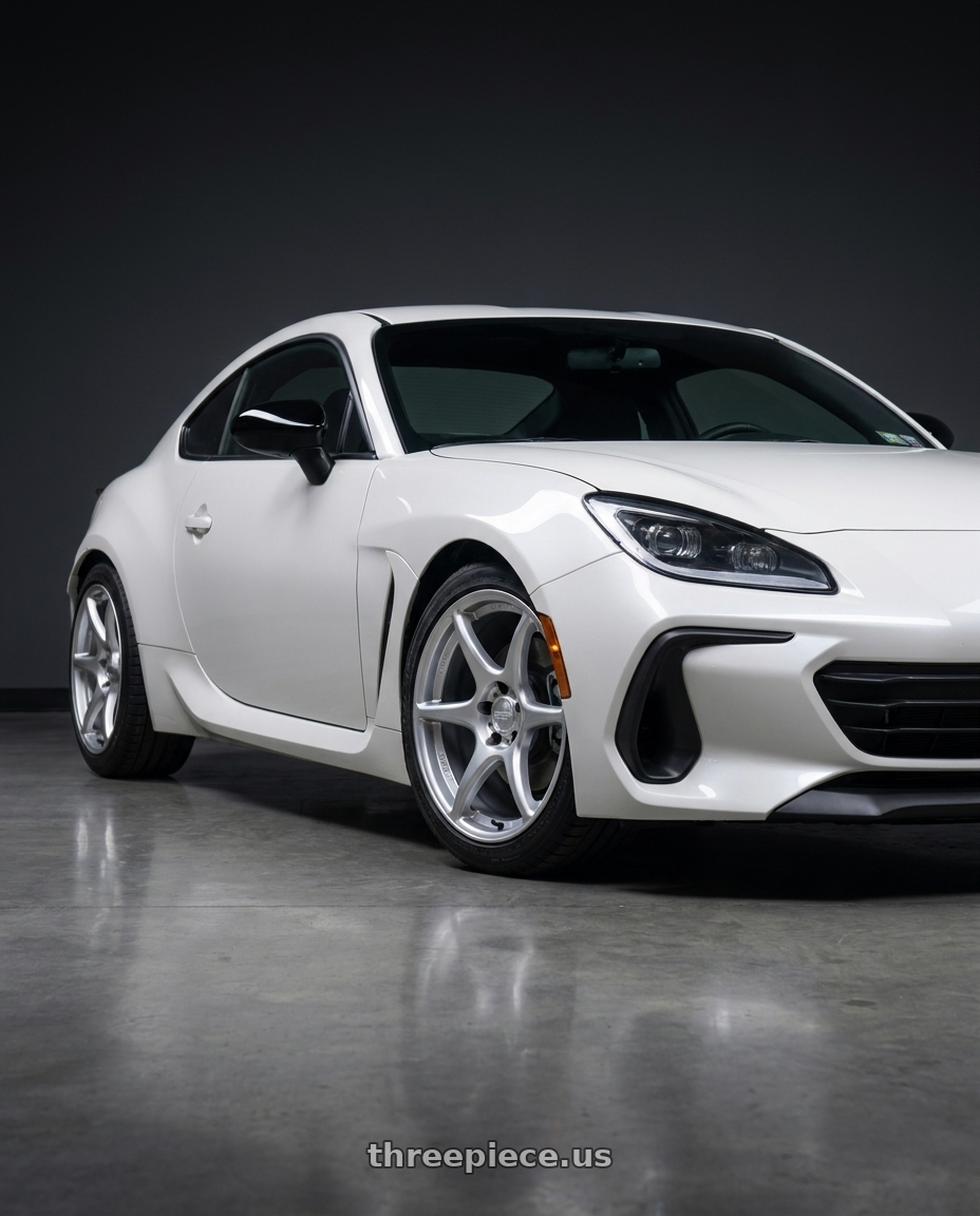 2025 Subaru BRZ TS White with Kansei K11S Tandem 5X100 18x8.5 35 Hyper Silver wheels