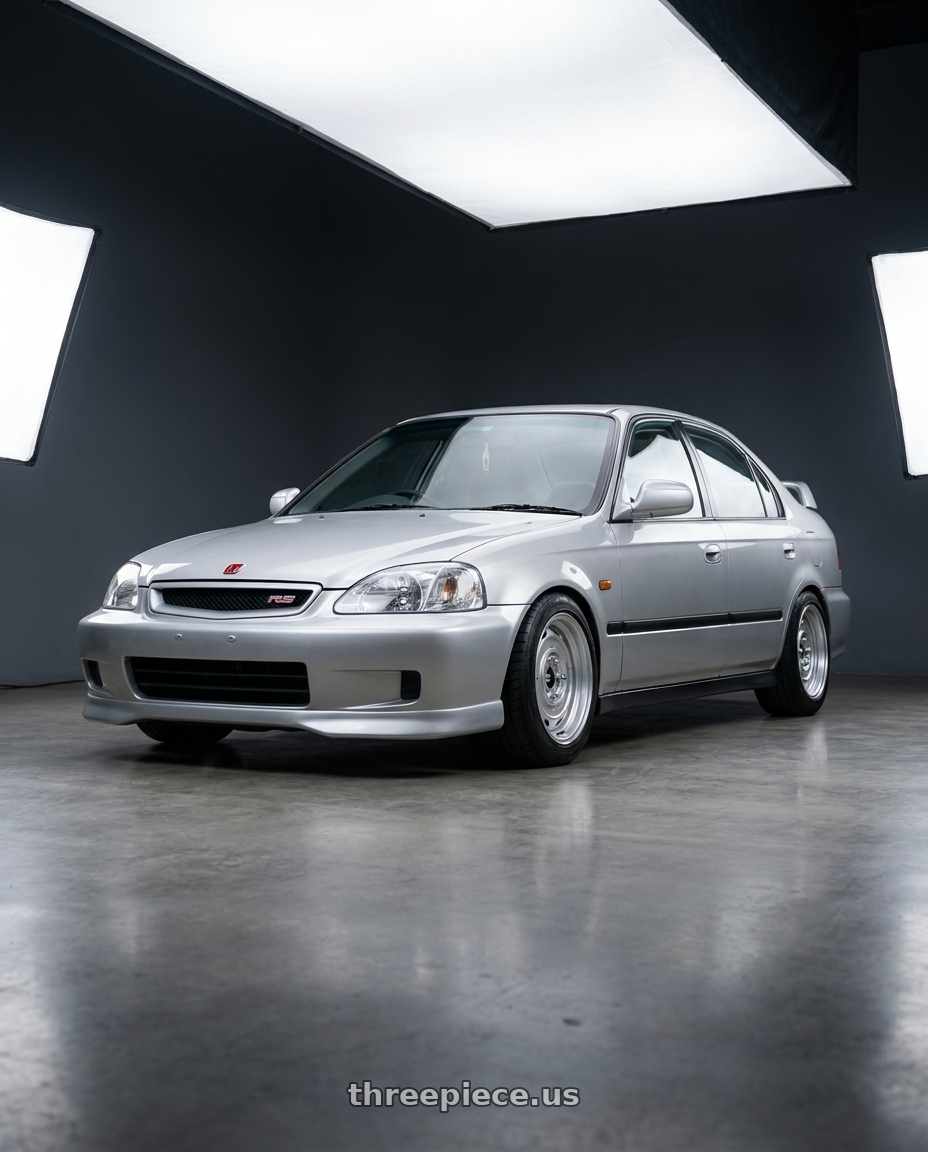 1999 honda civic with Mobelwagen MW430S Interceptor 4X130 15x5.5 20 Silver wheels