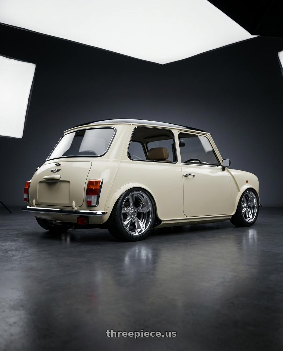 1976 rovel mini gt with Foose 2PC F201 NITROUS 5X120.65 20X10 +0 HIGH LUSTER POLISHED wheels rear three quarter view slight stretch tires