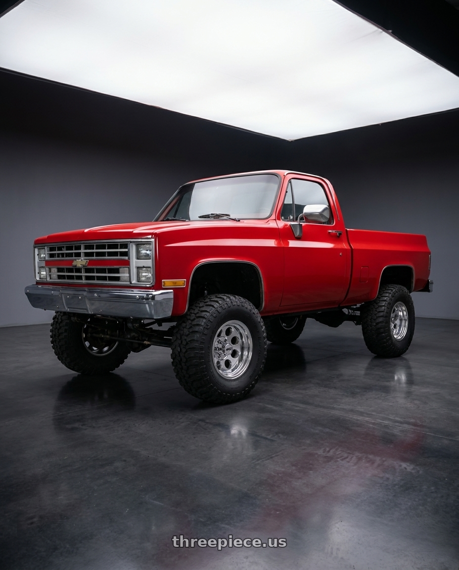 1986 Chevy custom K10 square with Mickey Thompson Classic III Polished 5x139.7 15x10 -45 Polished wheels