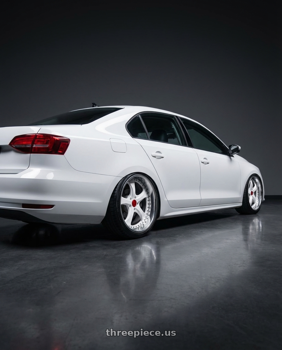 2015 Volkswagen Jetta TDI S with Heritage Wheel SUZUKA wheels rear three quarter view slight stretch tires