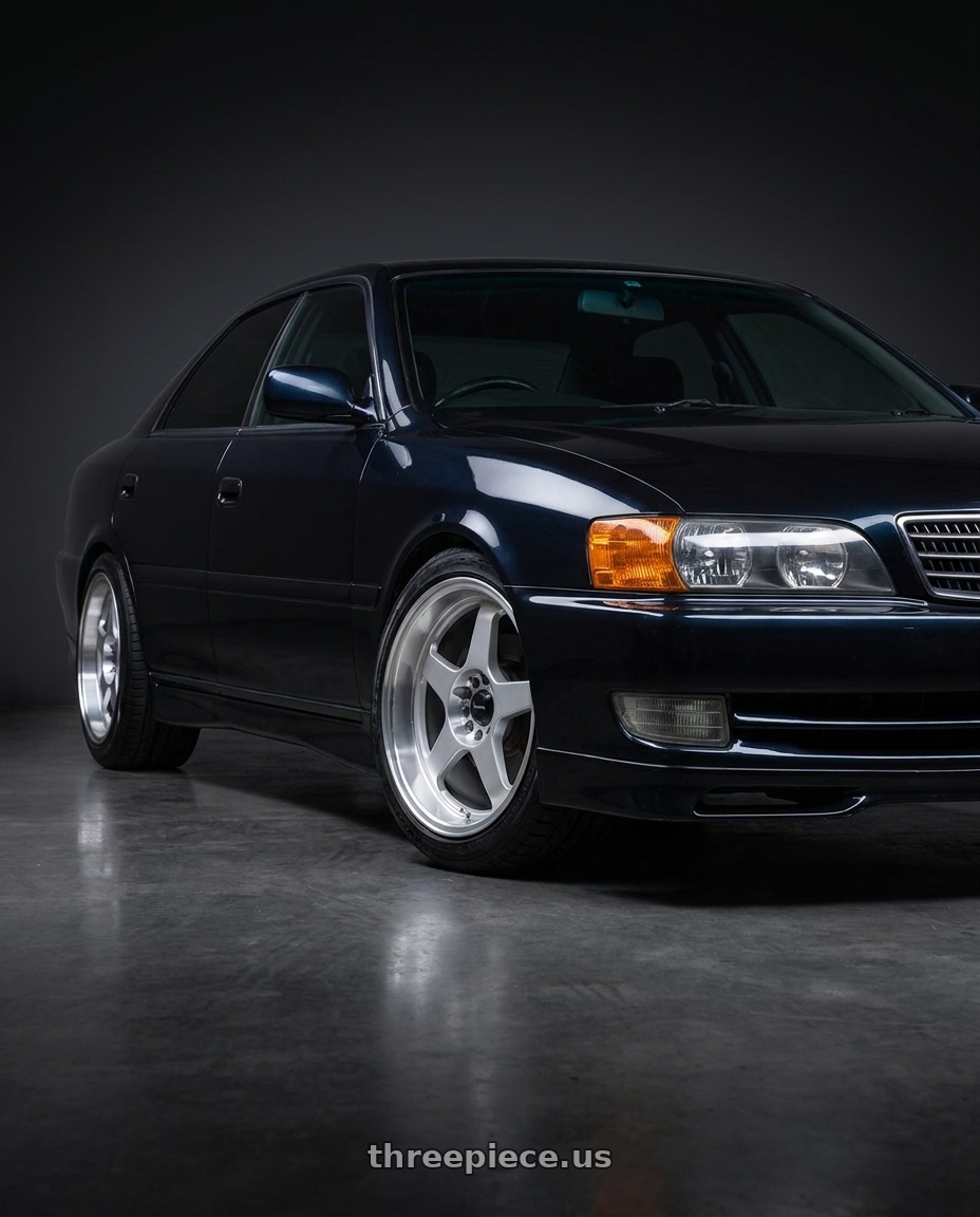 1998 toyota chaser with Vors SP1 5x100/5x114.3 17x8  +35 Silver Machine Face Lip wheels