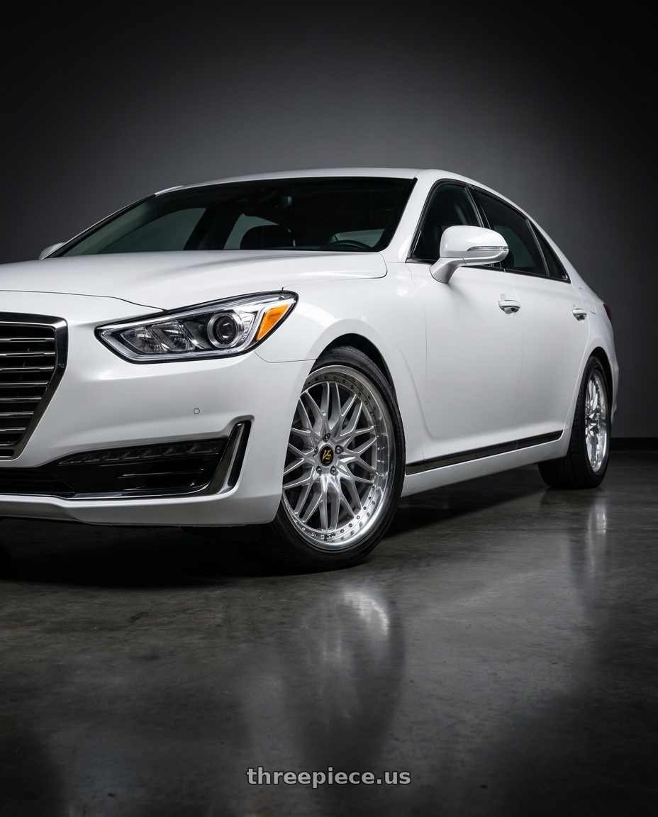 2018 genesis g90 ultimate with Work Vs-Xv 5x114.3 20x8.5+35 L Disk Silky Rich Silver wheels