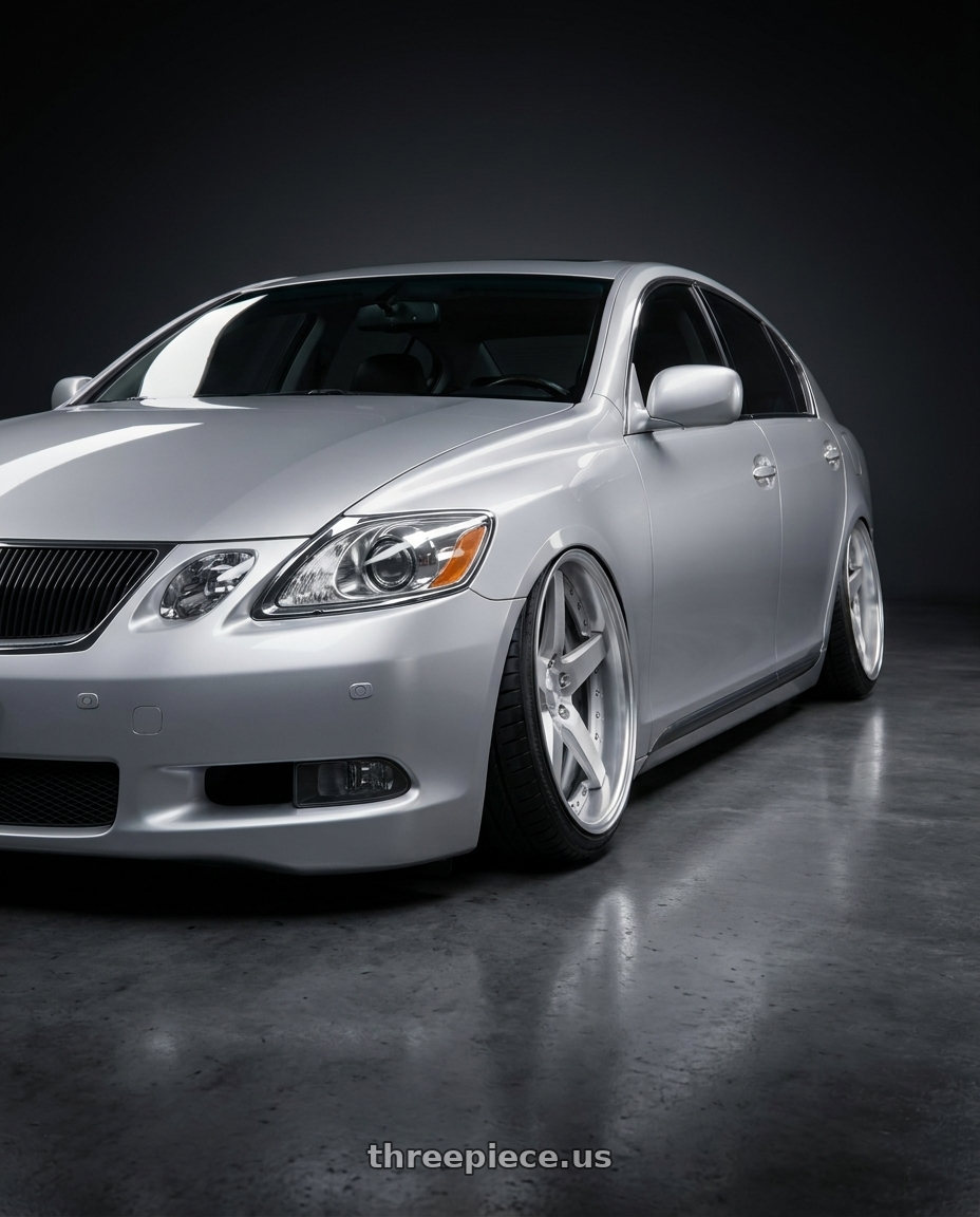 2006 Lexus gs300 with Work Gnosis Gr203 5x114.3 19x8.5+30 H Disk Brush Silver Clear wheels