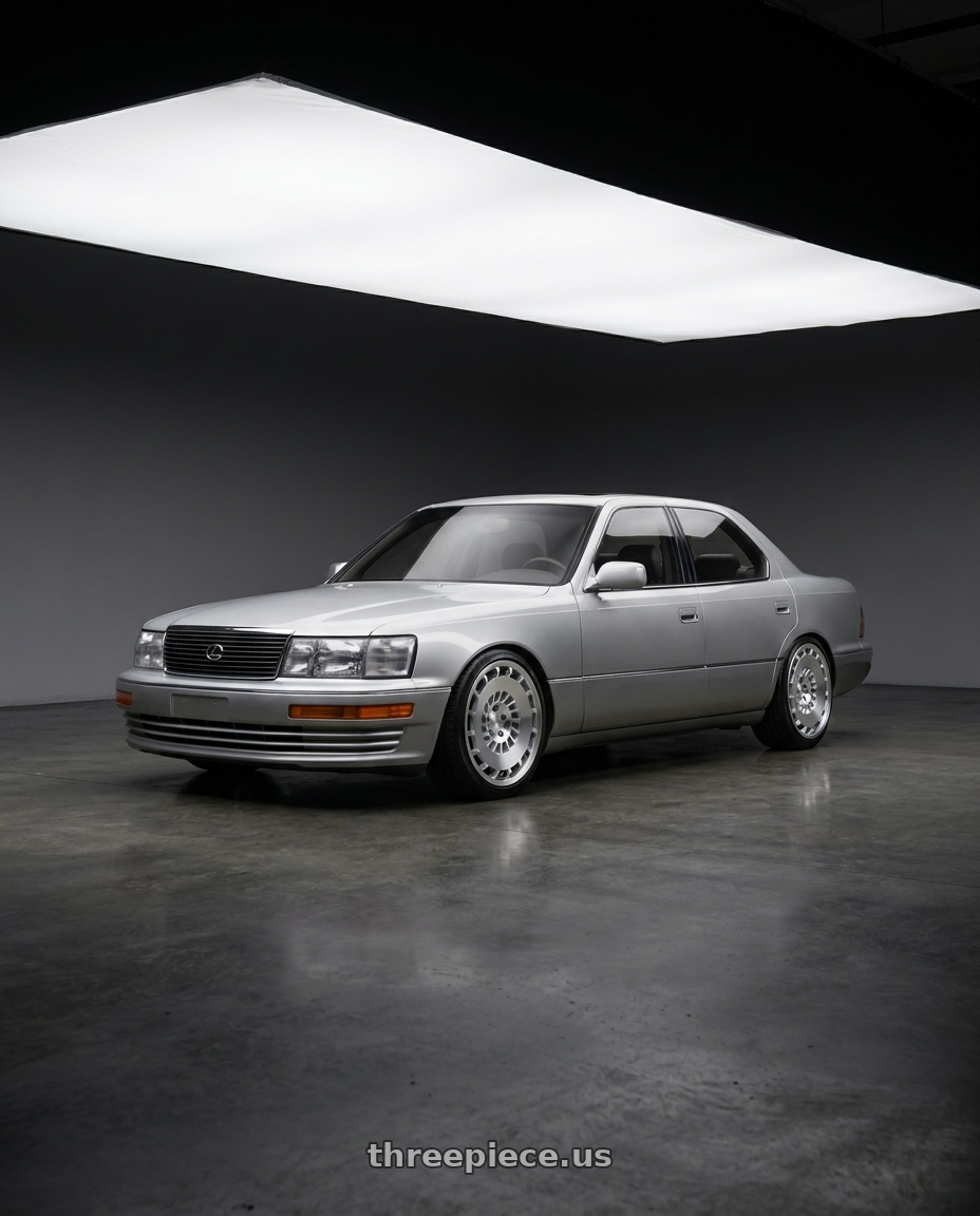 1992 lexus ls400 with Rotiform 1PC R135 CCV 5X112 18X8.5 +45 GLOSS SILVER MACHINED wheels