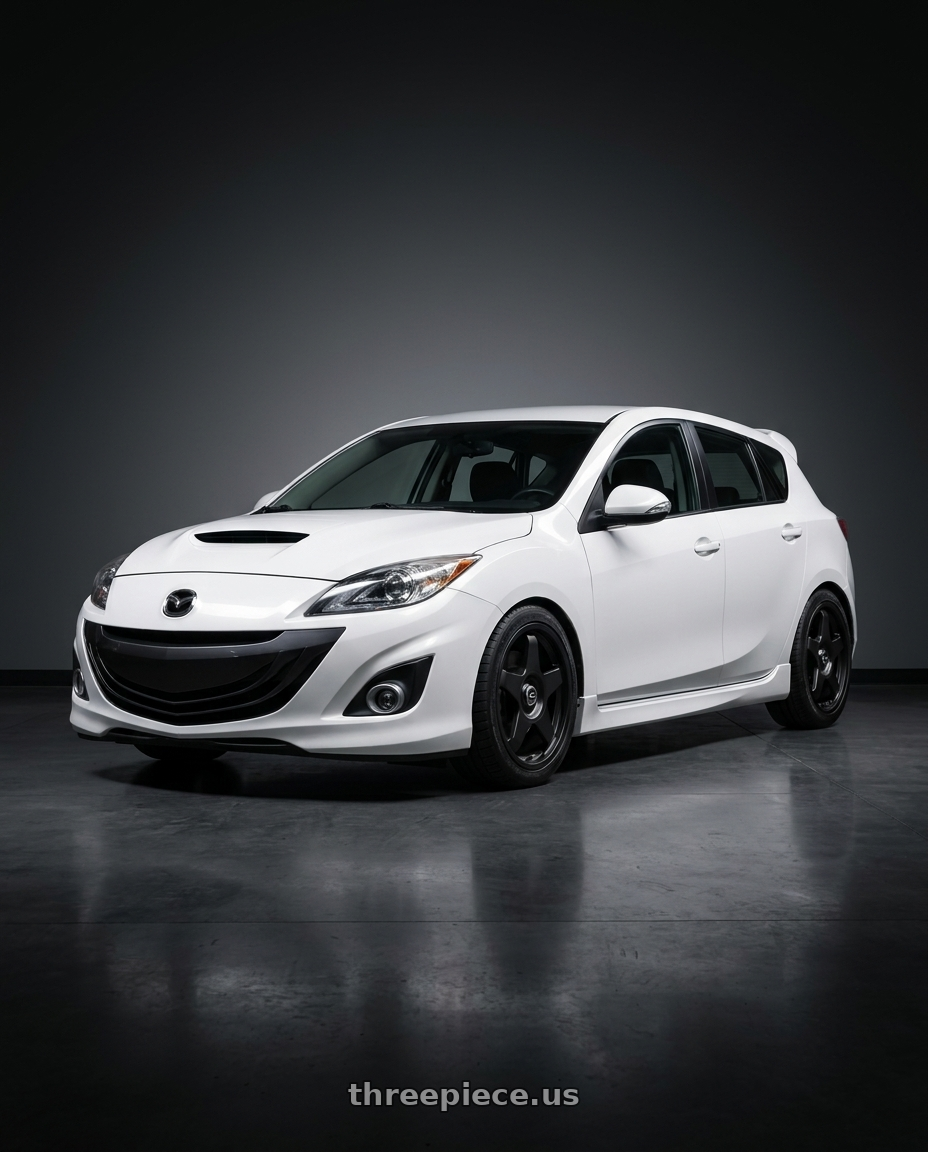 2012 Mazda Mazdaspeed3 with fifteen52 CHICANE 5x114.3 / 5x100 18x8.5 +35 ASPHALT BLACK (SATIN BLACK) wheels