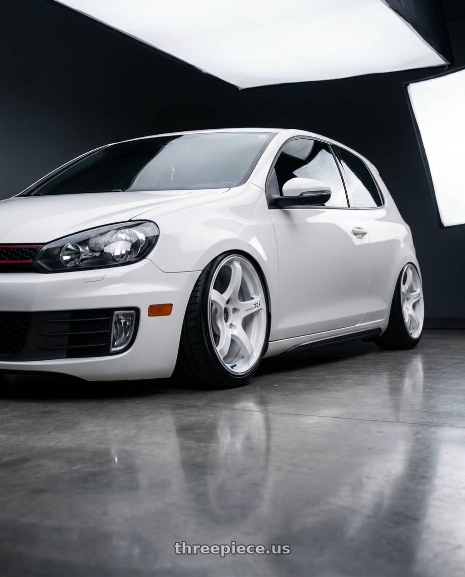 2012 VW GTI with Advan Racing TC4 5x120 18x9.5 +45 RACING WHITE METALLIC & RING wheels