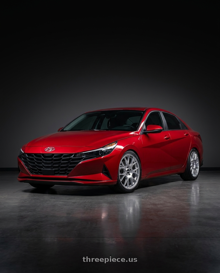 2021 Hyundai Elantra SEL scarlet with BBS CH-R 5x114.3 19x8 +38 Brilliant Silver Polished Rim Protector wheels
