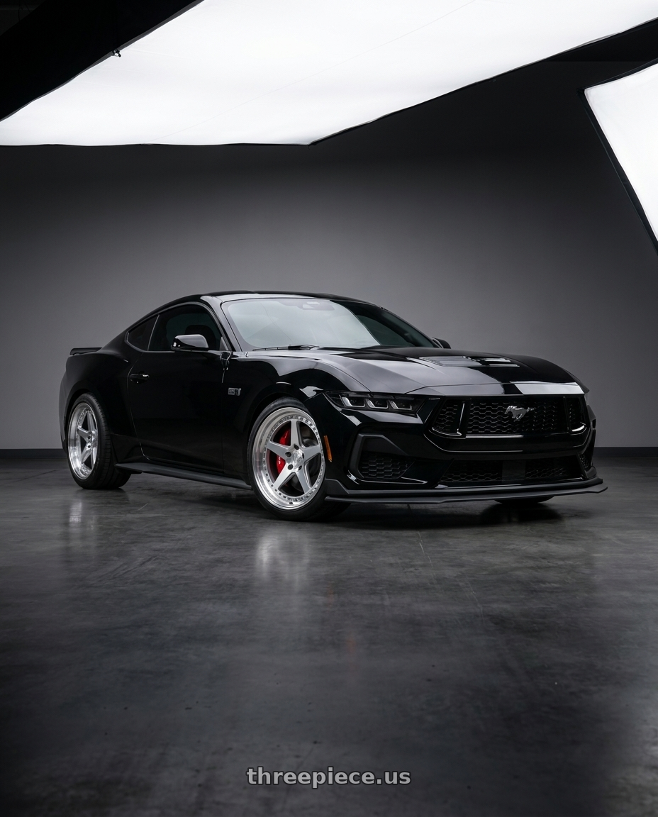 2025 ford mustang gt with Aodhan DS05 5x114.3 18x10.5+22 Silver w/Machined Face wheels