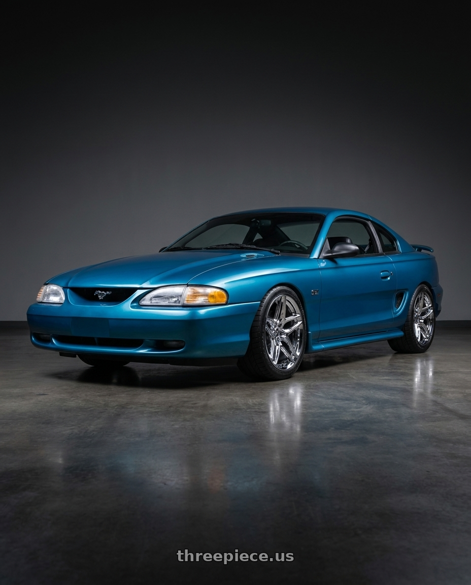 1994 mustang gt with HERITAGE WHEEL EBISU MONOC 5x114.3 20x9 +25 CHROME wheels