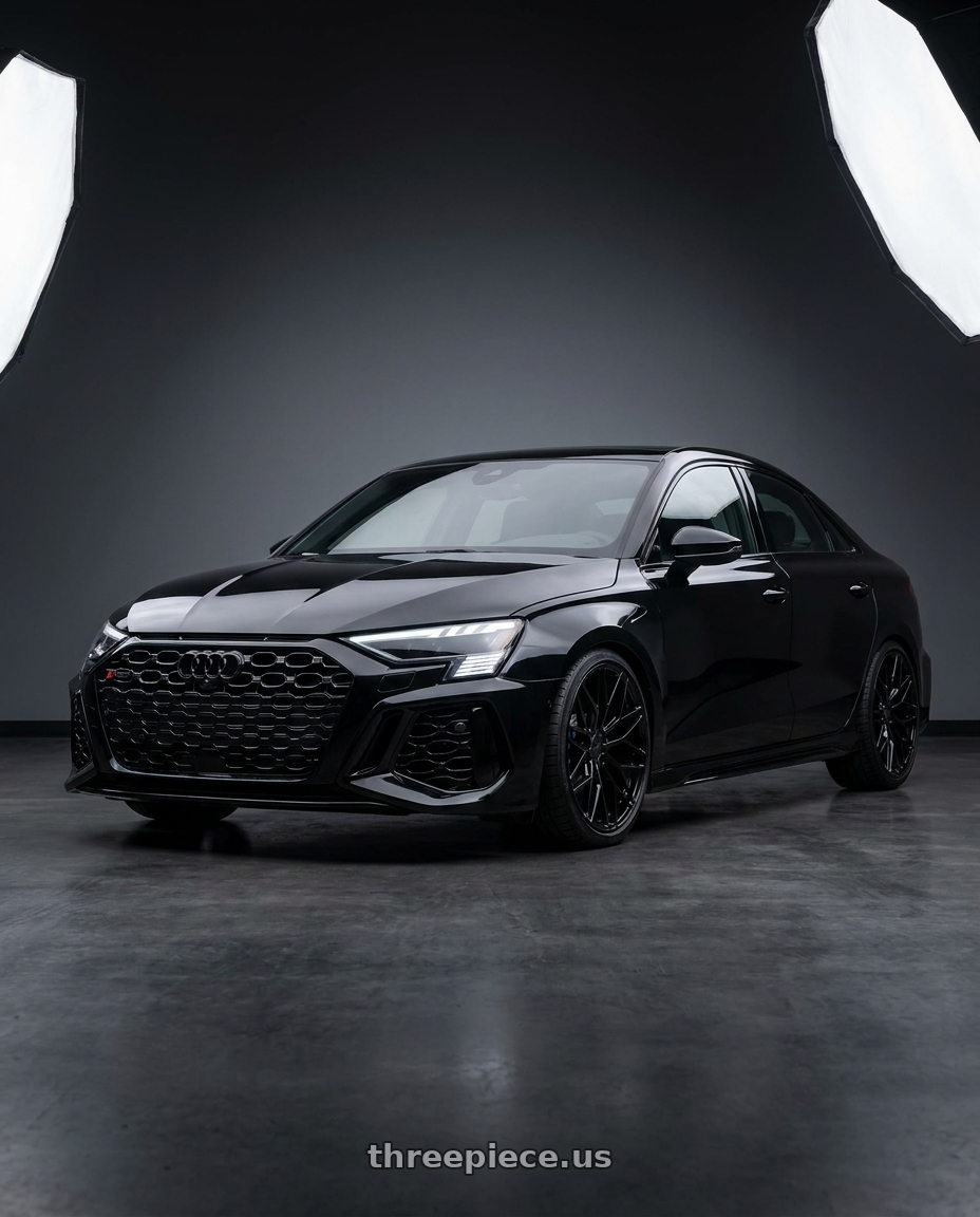 2022 Audi RS3 8Y with Avant Garde Wheels M520R 5X112 19x8.5 +35 Gloss Black wheels