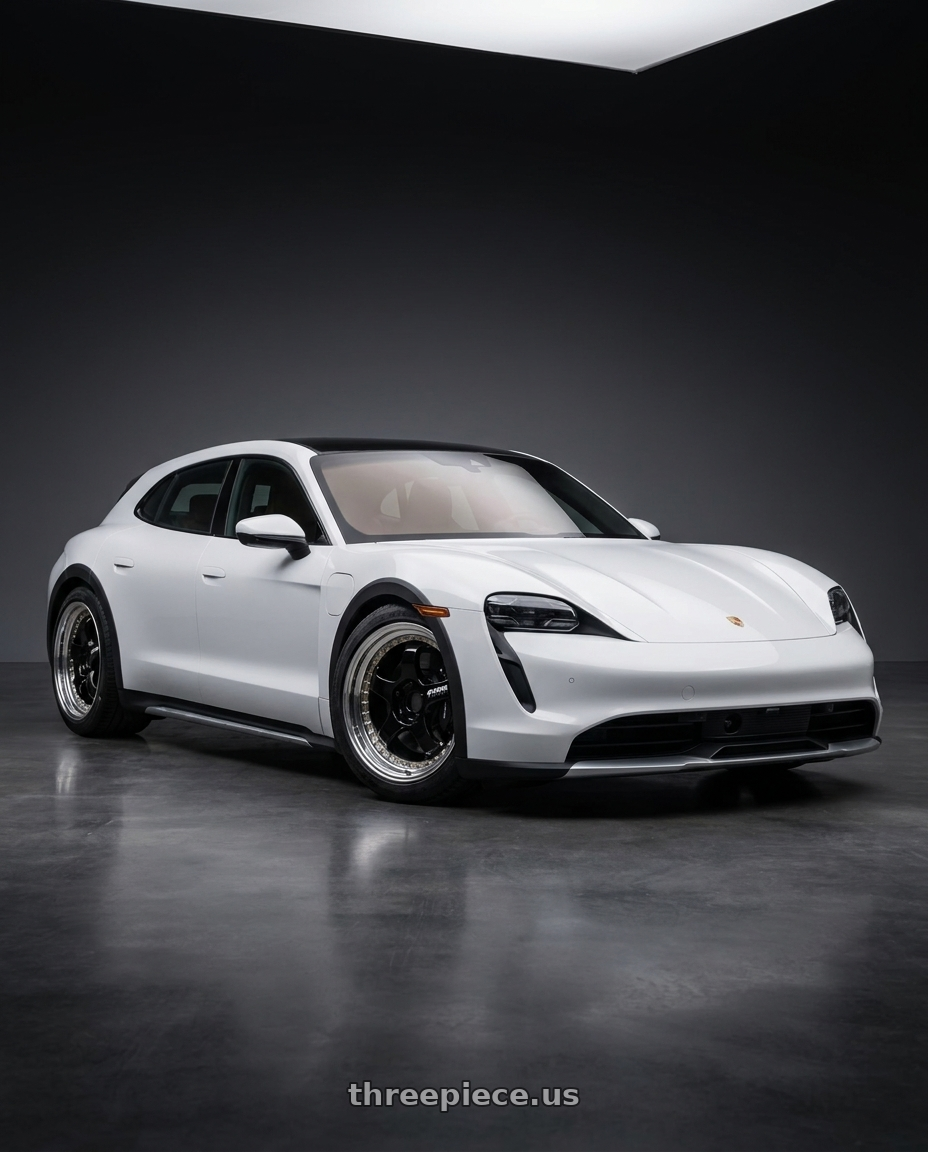 2022 Porsche Taycan 4s Cross with Work Meister S1 3P 5x130 19x8+55 O Disk Black wheels
