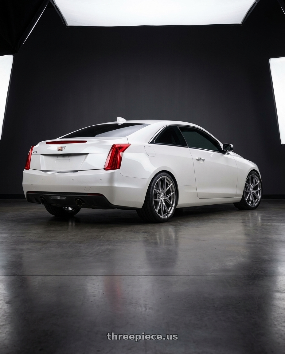2015 Cadillac Ats Coupe 2.0 with BBS CI-R 5x120 19x9 +44 Ceramic Polished Rim Protector wheels rear three quarter view square tires