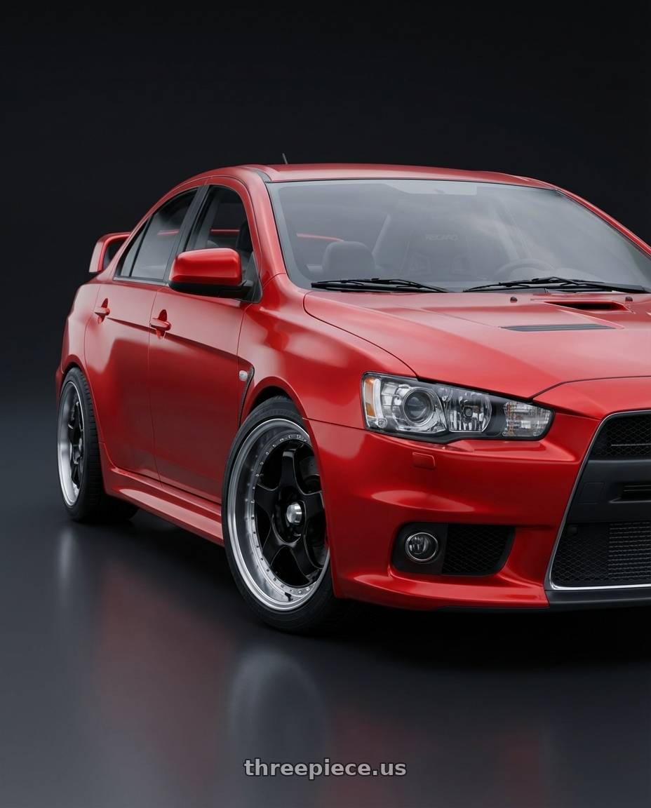 2012 Mitsubishi Lancer Evo X with Konig SSM 5x114.3 18x9+50 Gloss Black w/ Machined Lip wheels