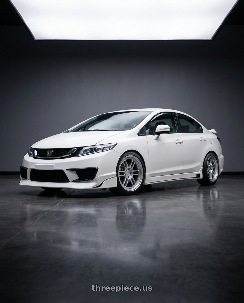2015 Honda civic with Enkei RPF1 5x114.3 18x8.5+40 Silver wheels