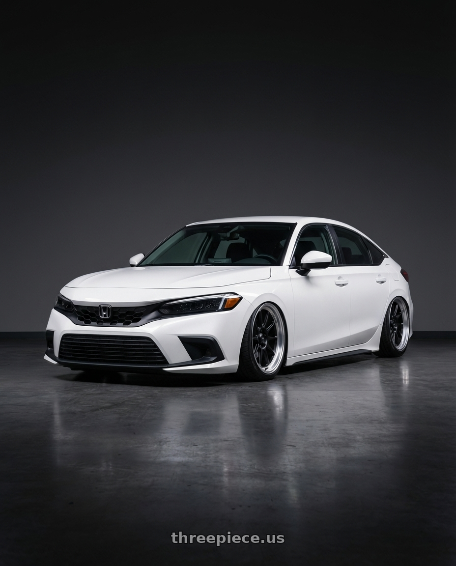 2024 Honda Civic with Konig Countergram 5x114.3 19x11+18 Matte Black / Matte Machined Lip wheels