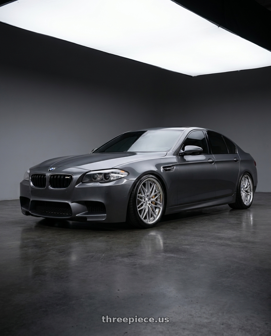 2013 BMW 535i with Work Schwert Quell 5x120 19x10.5+30 O Disk Silky Rich Silver wheels