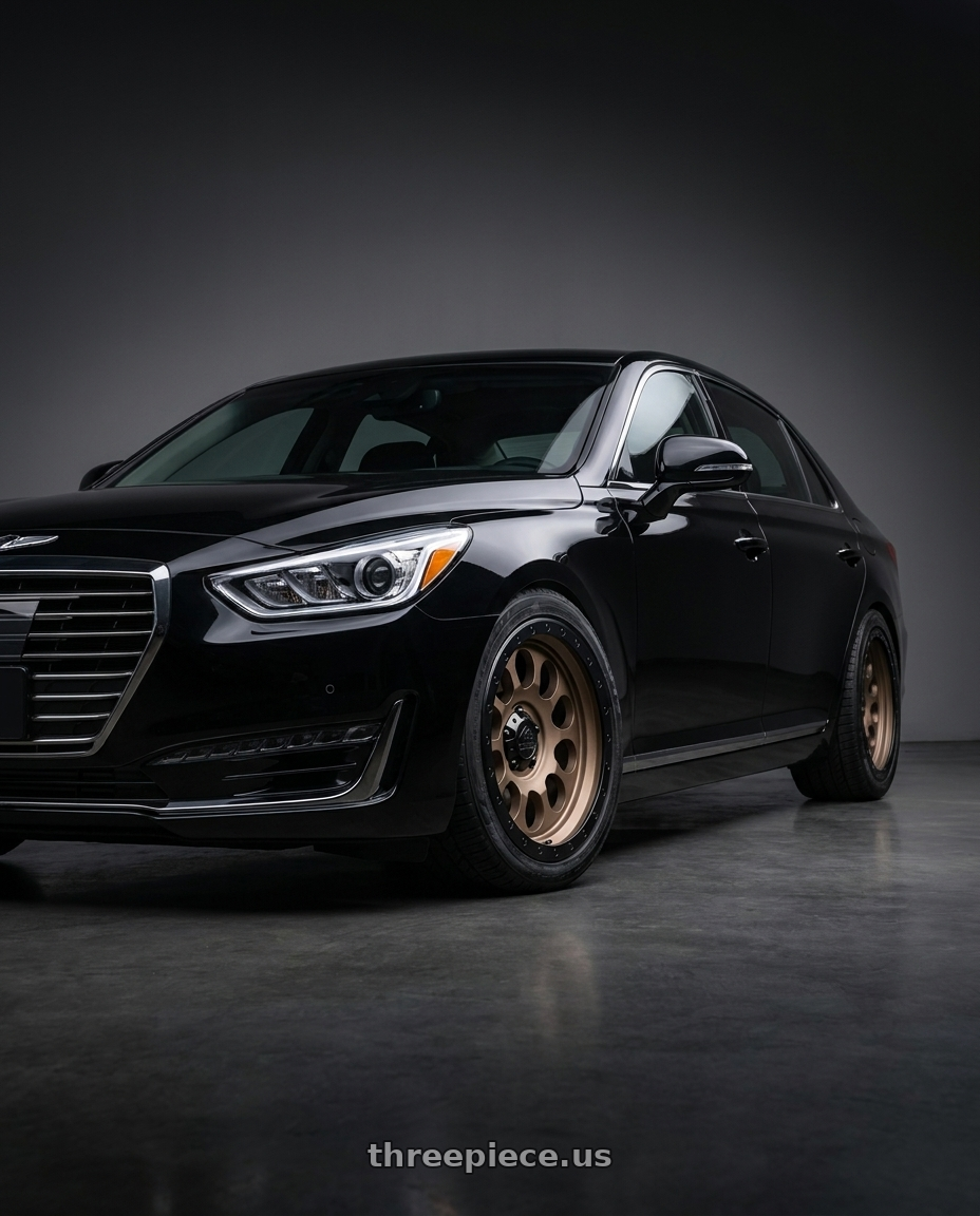 2018 Genesis G90 with LOCK OFFROAD 50CAL 6x139.7 17x9 +0 Matte Desert Bronze W Matte Black Ring wheels