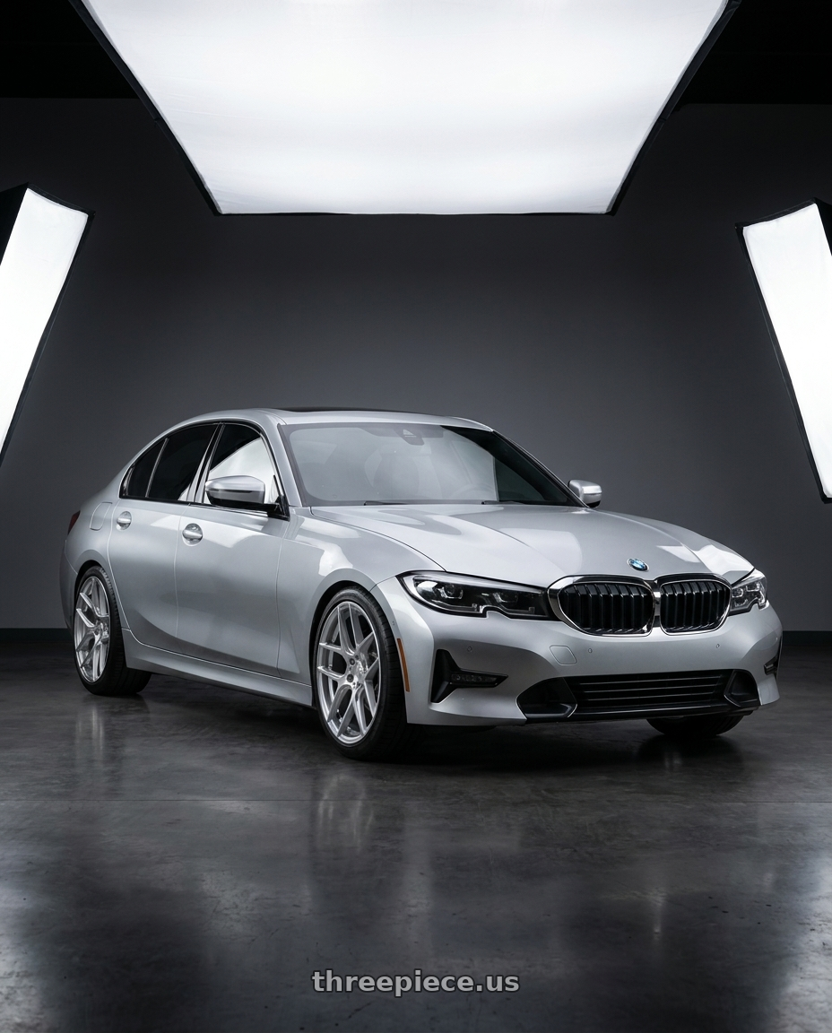 2023 BMW 3 Series G20 with Aodhan AFF2 5x112 19x8.5+35 Gloss Silver Machined Face wheels