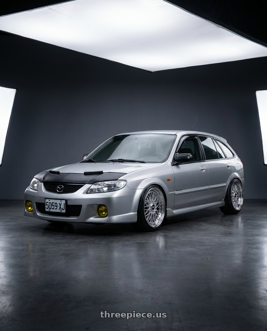 Mazda 323 2000 with BBS Super 5x112 19x9 +28 Diamond Silver wheels