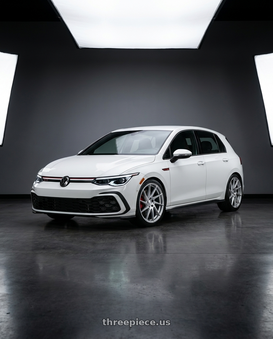 2023 Golf Gti with Aodhan AH09 5x112 18x8.5 +35 Gloss Silver Machined Face wheels