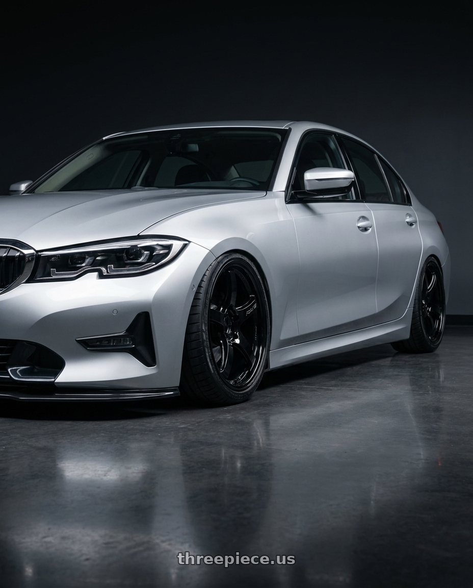2023 BMW 3 Series G20 with Gram Lights 57CR 5x112 19x10.5+35 Glossy Black wheels