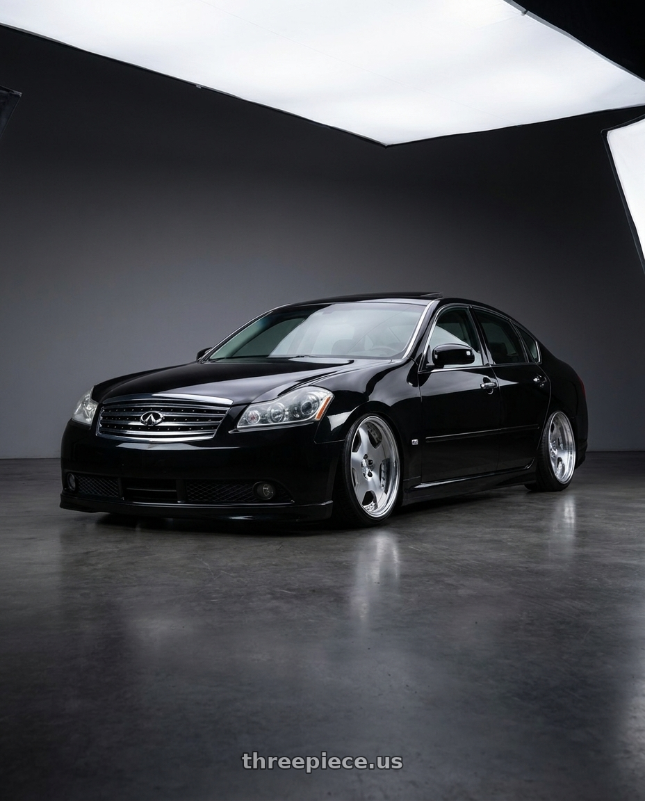 2007 Infiniti M35x with Work Lanvec Ld1 5x114.3 20x11+22 O Disk Machine Silver Polish wheels