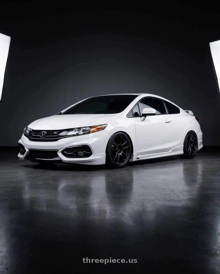2013 Honda Civic Si Coupe with Work Emotion Cr Kiwami 4x100 15x5 +45 Matte Black wheels