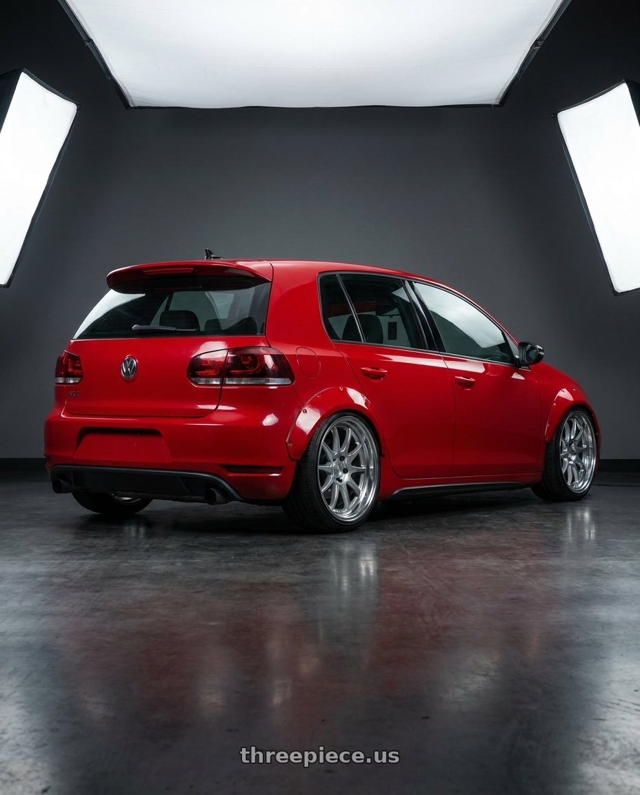 2012 golf gti mk6 with Aodhan DS02 5x114.3 18x10.5+22 Vacuum Chrome wheels rear three quarter view square tires