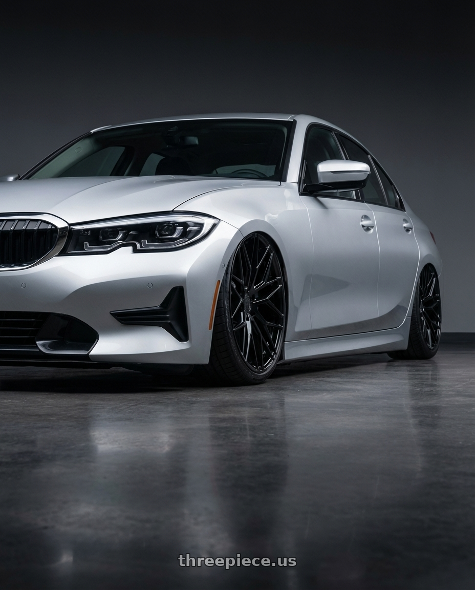 2023 BMW 3 Series G20 with Avant Garde Wheels M520R 5X112 19x8.5 +35 Gloss Black wheels