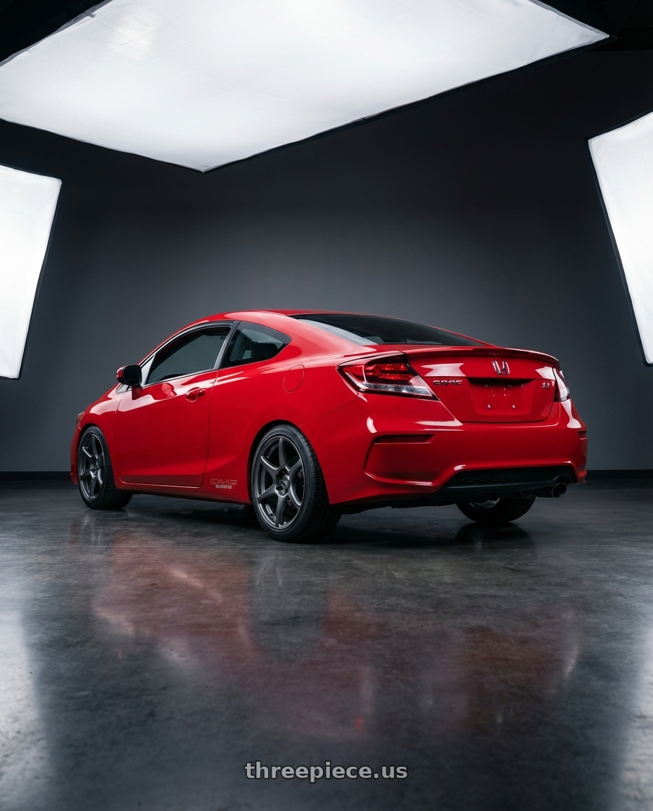 2011 Honda Civic Si with Kansei K11G Tandem 5x114.3 17x9 35 Gunmetal wheels rear three quarter view square tires