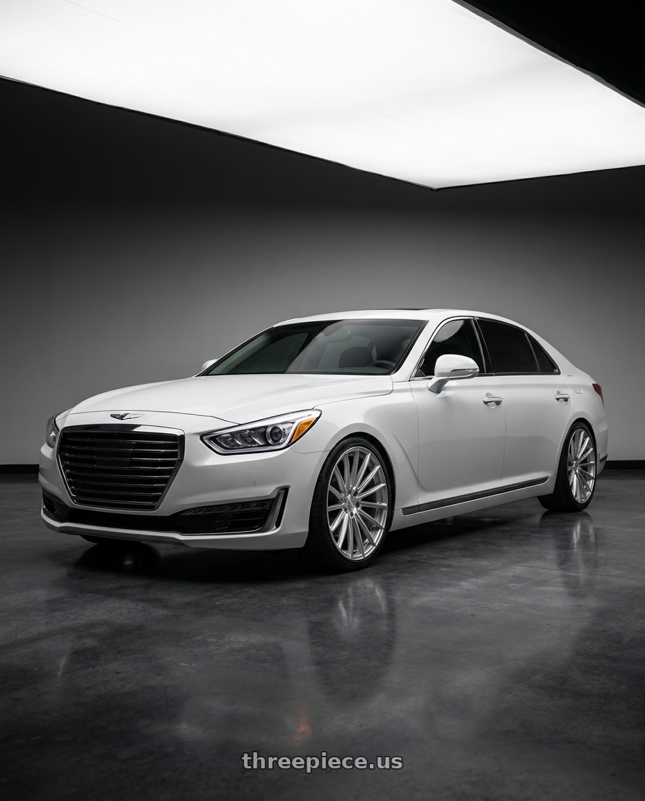 2018 genesis g90 with XO LONDON 5X114.3 20X10.5 +45 SILVER W/ BRUSHED FACE wheels