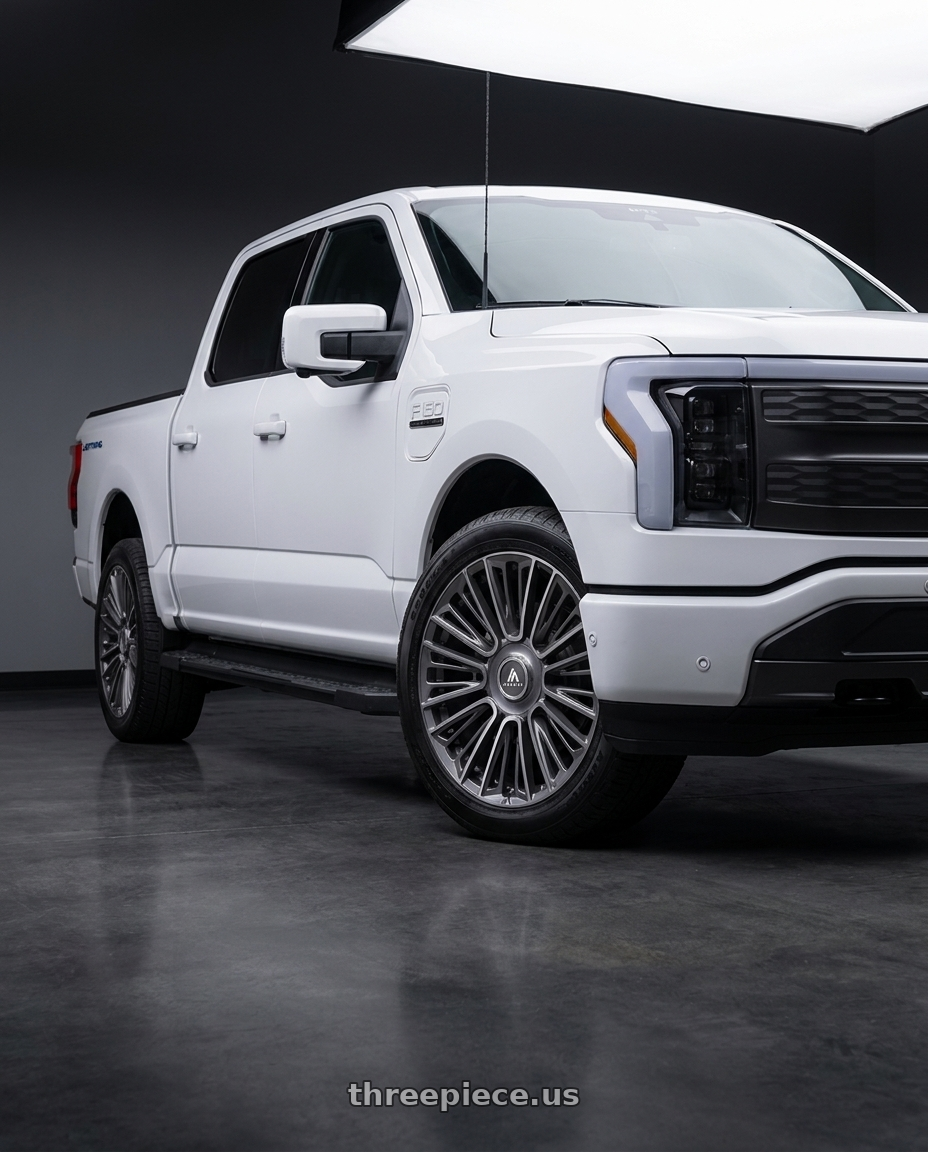 2022 Ford F150 Lightning with Asanti Black AB049 PREMIER 6X135/6X139.7 22x9.5 +25 ANTHRACITE BRUSHED wheels