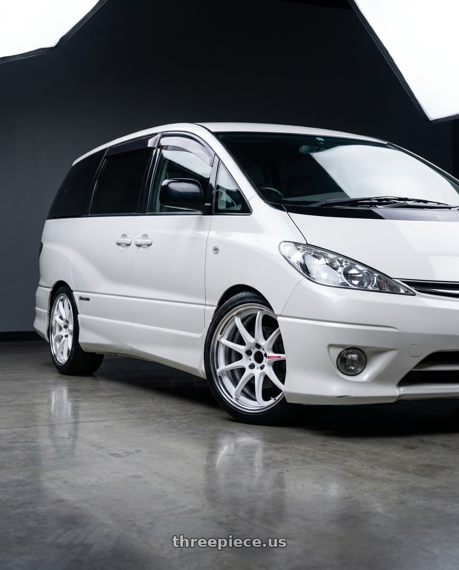 2000 estima acr30w with Work Zr10 2P 5x114.3 19x8.0 +38 Azure White wheels