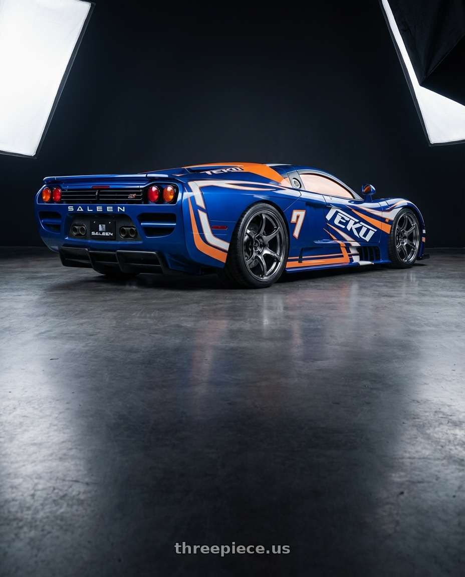 2000 saleen s7 with Advan RGIII 5x114.3 18x9.0+35 Hyper Black wheels rear three quarter view square tires