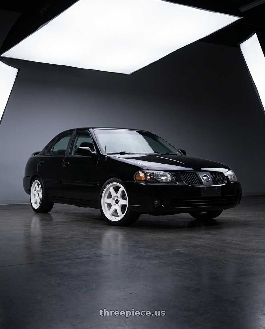 2004 Nissan Sentra with Vors TR37 4x114.3 17x8 +35 White wheels