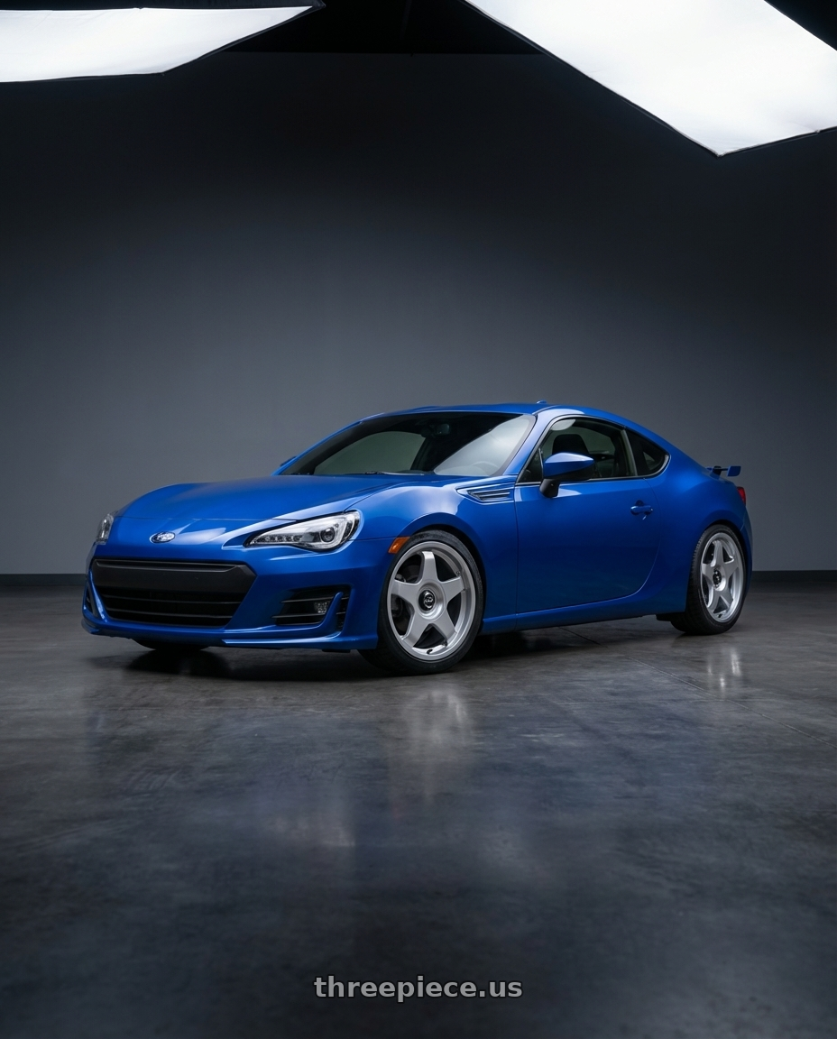 2024 Subaru BRZ with fifteen52 CHICANE 5x114.3 / 5x100 18x8.5 +35 SPEED SILVER (GLOSS SILVER) wheels front three quarter view lowered stance