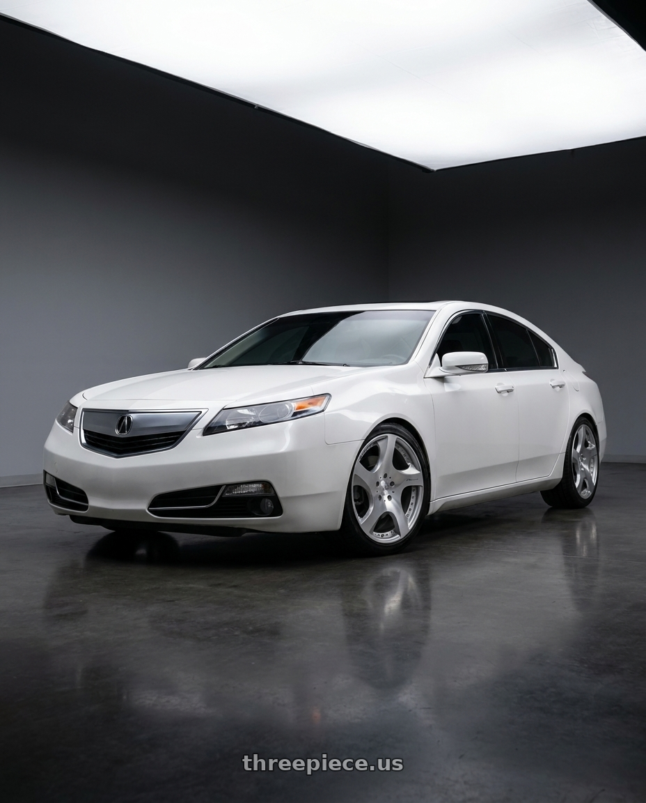 2013 Acura TL SH-AWD White with MRR VP3 5x120 19x8.5  +35 Silver Machine Face wheels