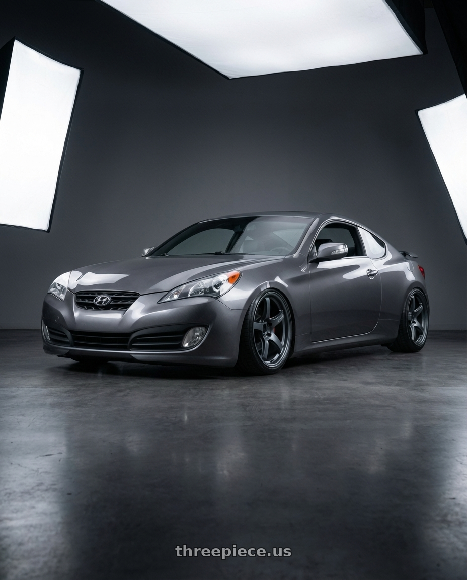 2014 Hyundai Genesis Coupe with Gram Lights 57CR 5x114.3 19x9.5+35 Gunblue II wheels