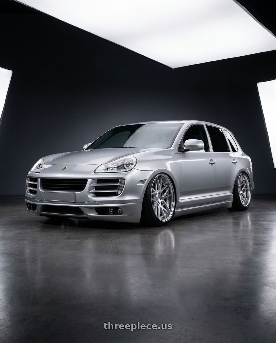 2005 Porsche Cayenne Turbo with Work Gnosis Cvx 5x114.3 20x12+0 W Disk Brush Silver Clear wheels