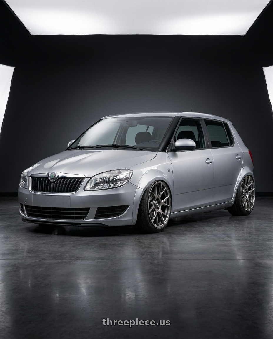 2012 Skoda fabia with Konig Ampliform 5x120 20x8.5+45 Dark Metallic Graphite wheels