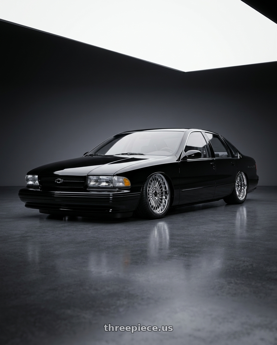 1996 Chevy impala ss with Work Emitz Black Polish 5x100 19x9.0 +12 wheels